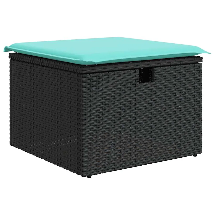 Salon de jardin 9 pcs avec coussins noir résine tressée - 5