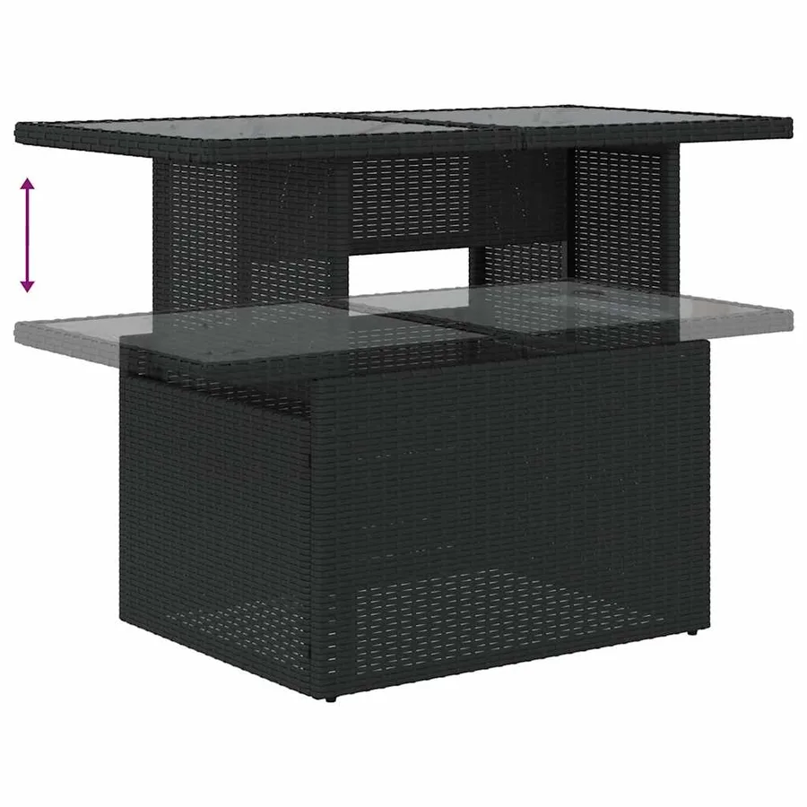 Salon de jardin avec coussins 8 pcs noir résine tressée acacia - 11