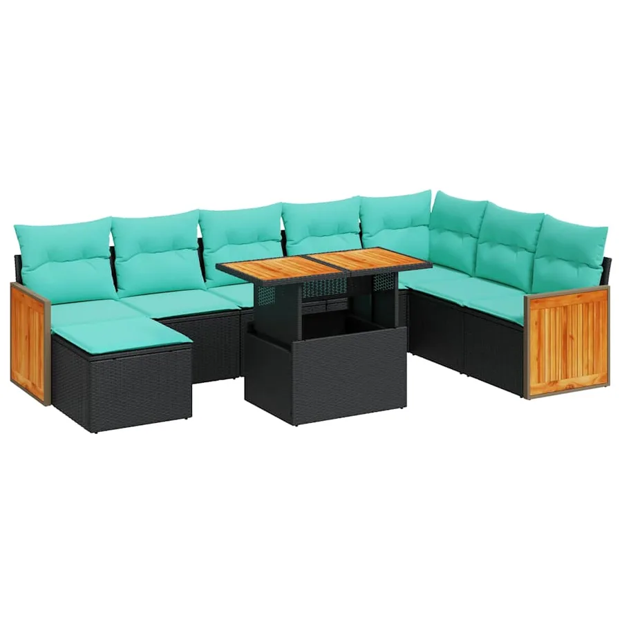 Ensemble de canapés de jardin 11 pcs et coussins rotin acacia - 2