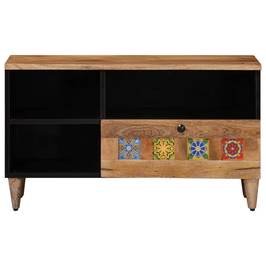 Meuble TV Naturel 80 x 33 x 46 cm Bois de mangue massif - 3