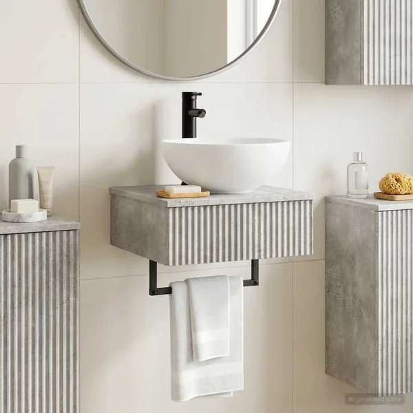 Basin de lavage mural Gris béton 40 x 41 x 40,5 cm