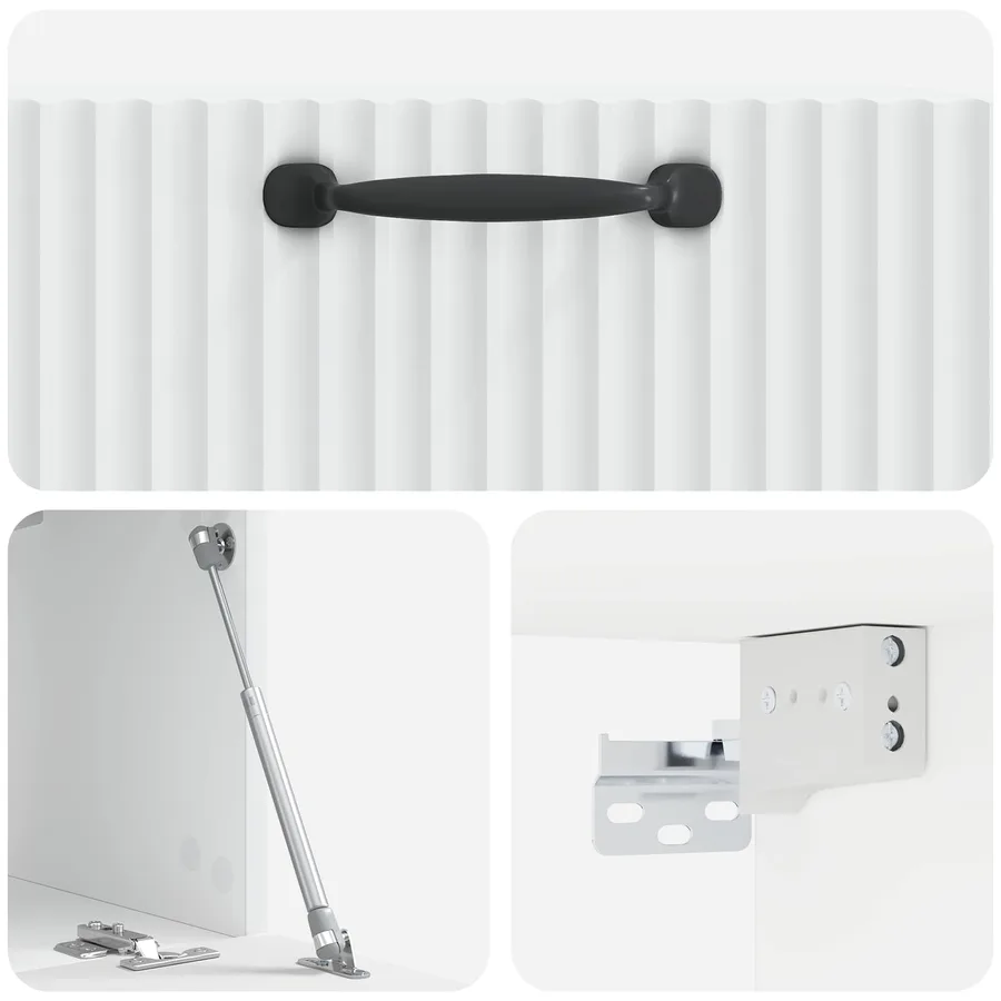 Meuble TV mural Blanc 59,5 x 31 x 30 cm Bois d'ingénierie - 9