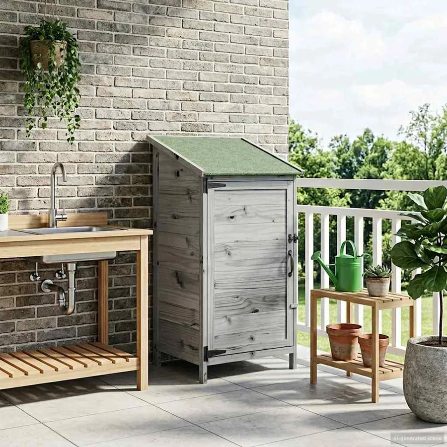 Abri de jardin Gris 59 x 56 x 113,5 cm Bois de Sapin Massif