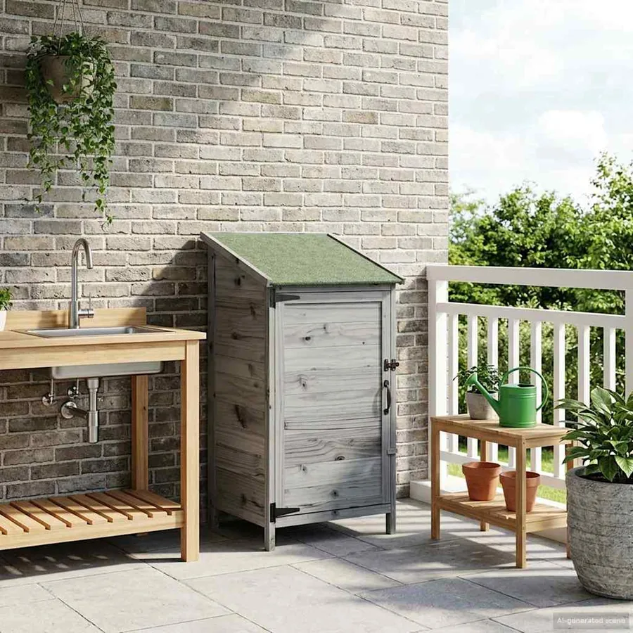 Abri de jardin Gris 59 x 56 x 113,5 cm Bois de Sapin Massif - 3