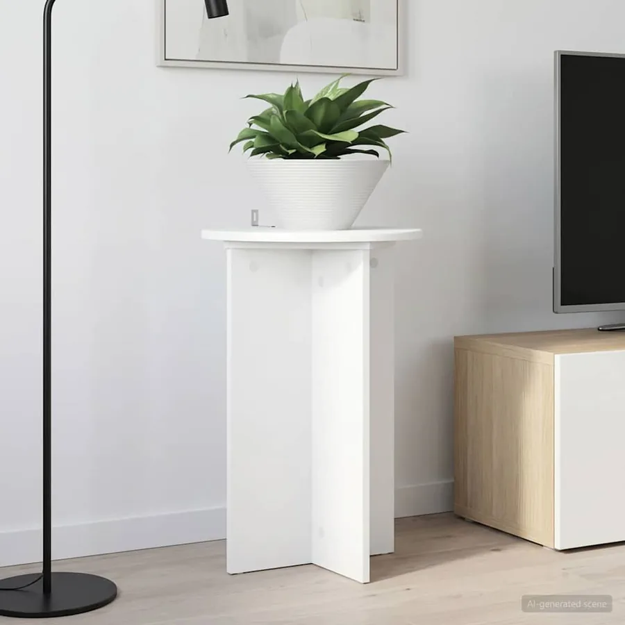 Support de Plante 2 pcs Blanc Ø40 x 60 cm Bois d'ingénierie - 4