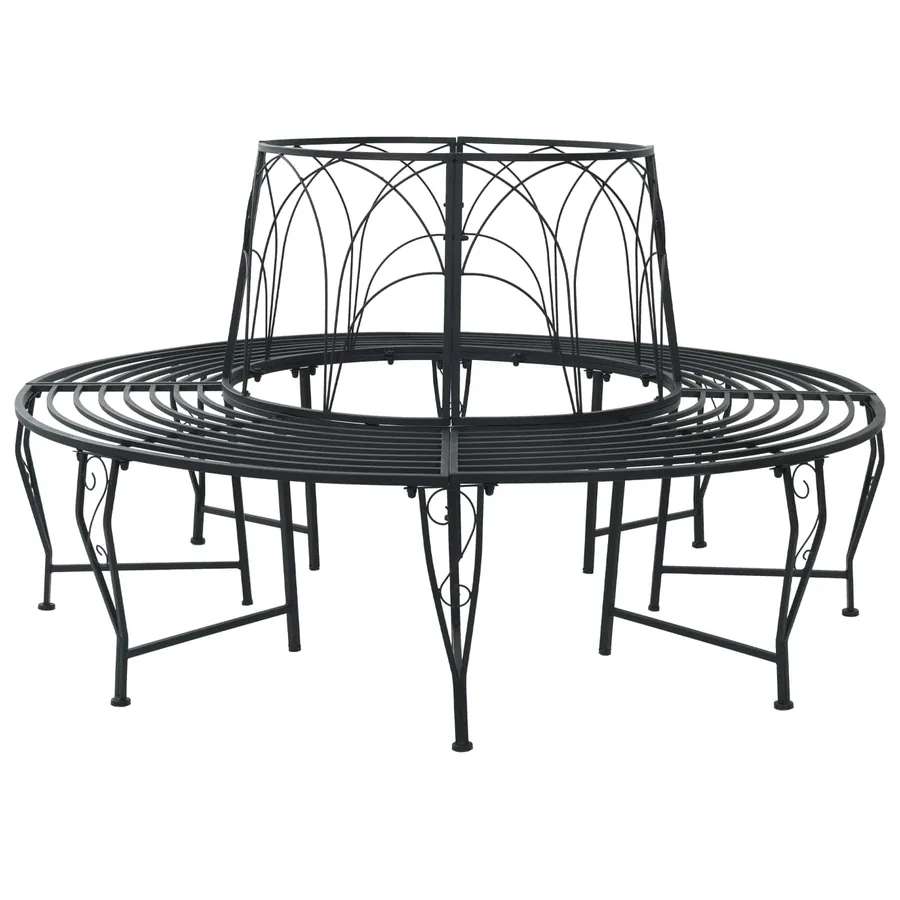 Banc d'Arbre 8-Nombre de places Ø 160 x 89 cm Acier Noir Rond