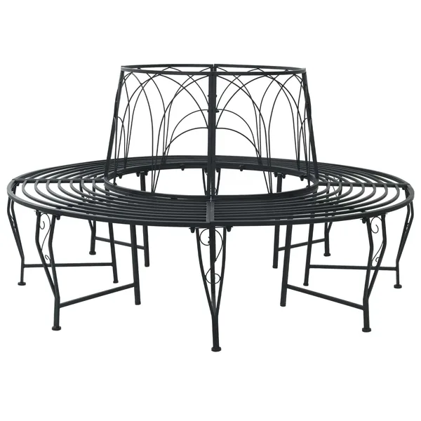 Banc d'Arbre 8-Nombre de places Ø 160 x 89 cm Acier Noir Rond
