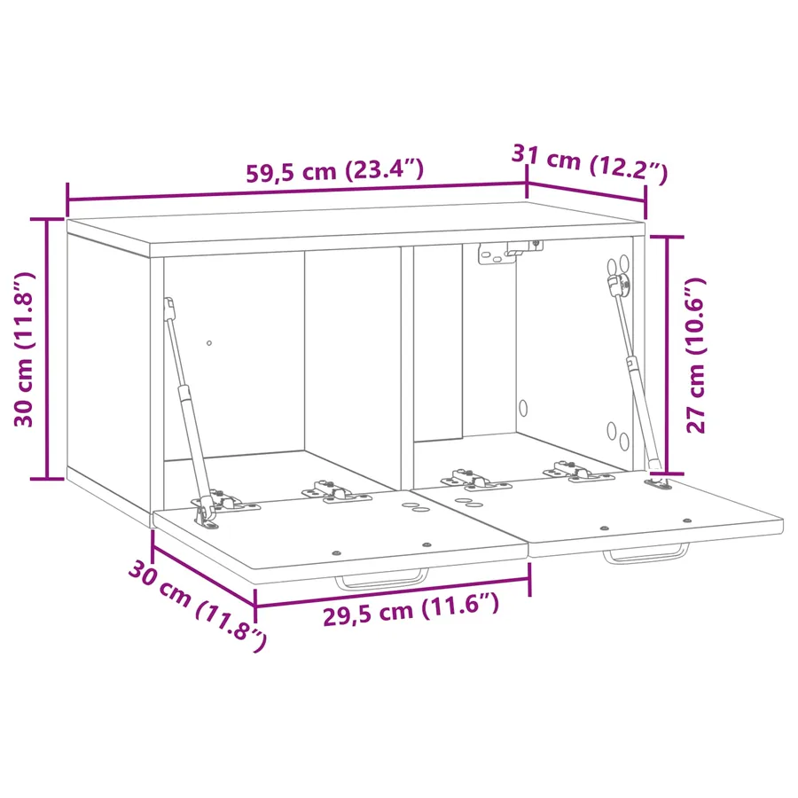 Meuble TV mural Gris béton 59,5 x 31 x 30 cm Bois d'ingénierie - 12