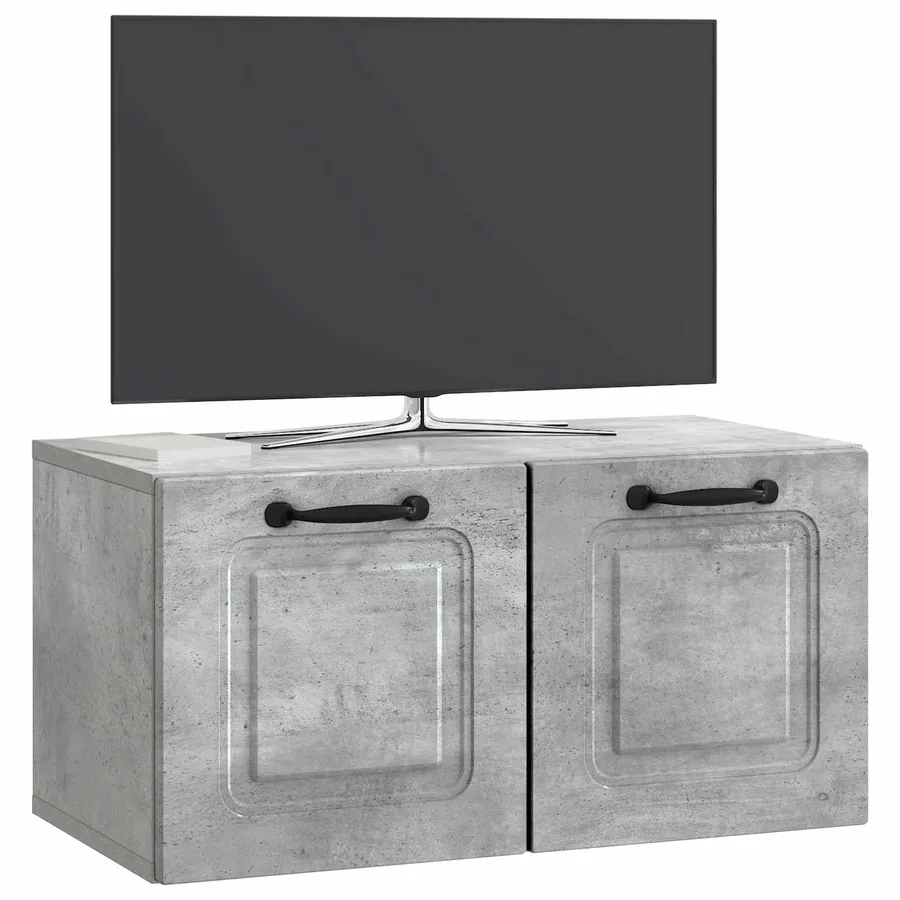 Meuble TV mural Gris béton 59,5 x 31 x 30 cm Bois d'ingénierie - 3