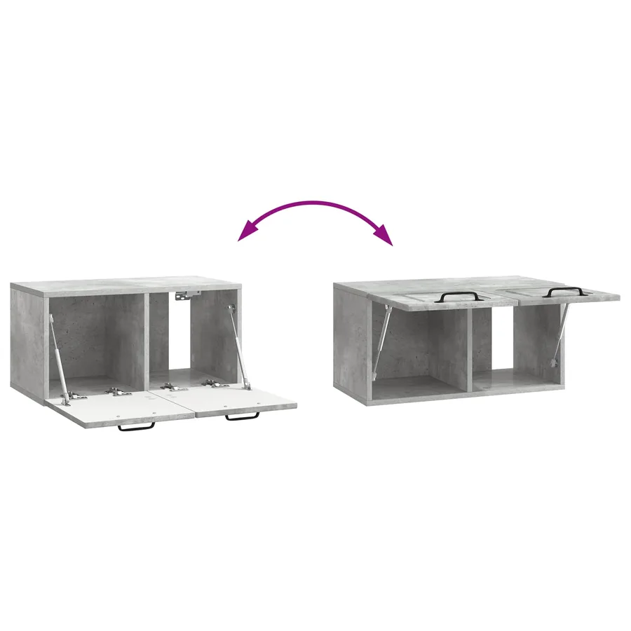 Meuble TV mural Gris béton 59,5 x 31 x 30 cm Bois d'ingénierie - 8