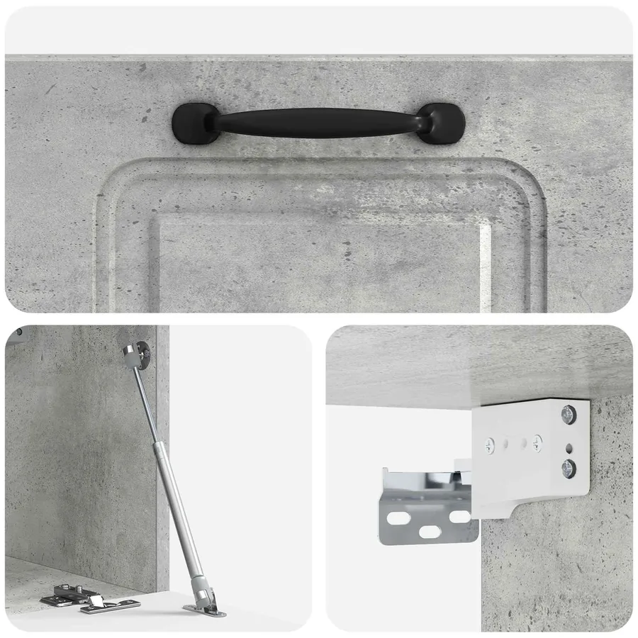 Meuble TV mural Gris béton 59,5 x 31 x 30 cm Bois d'ingénierie - 9
