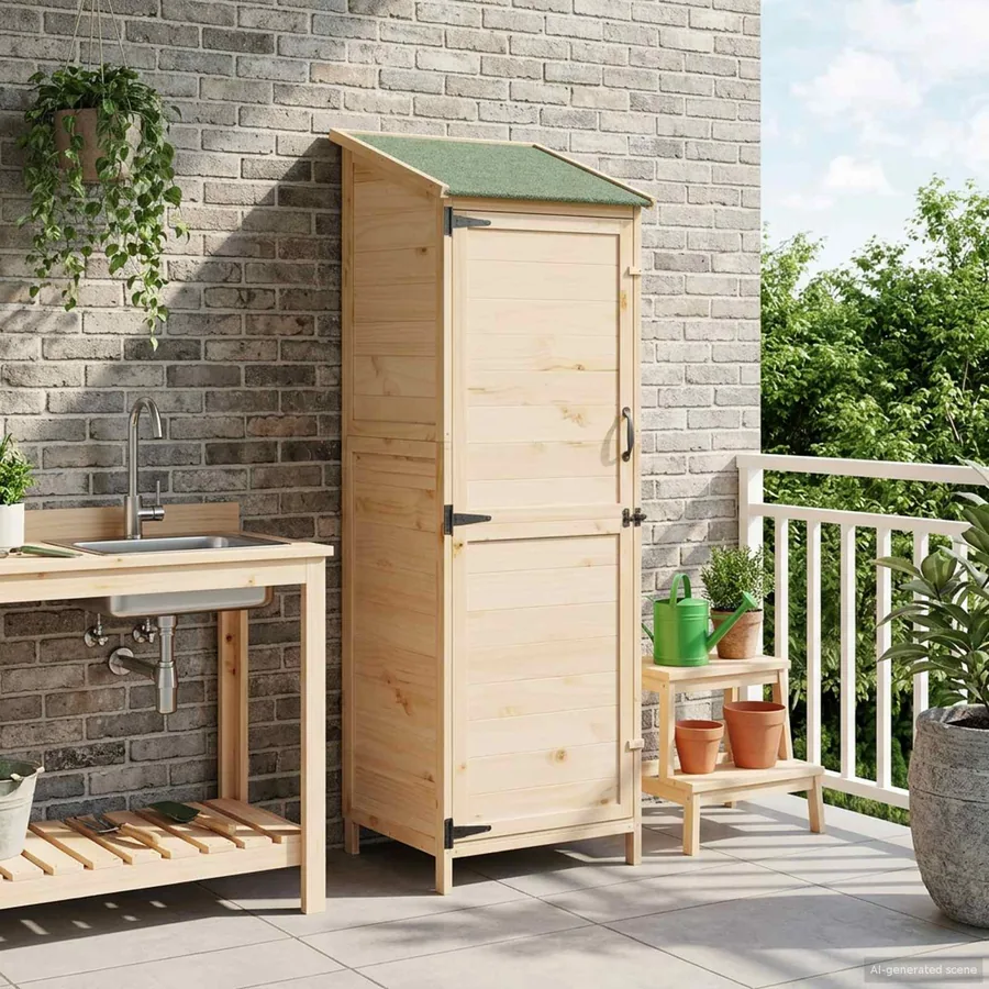 Abri de jardin avec toit Naturel 59,5 x 56 x 176,5 cm
