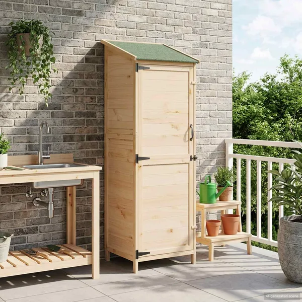 Abri de jardin avec toit Naturel 59,5 x 56 x 176,5 cm