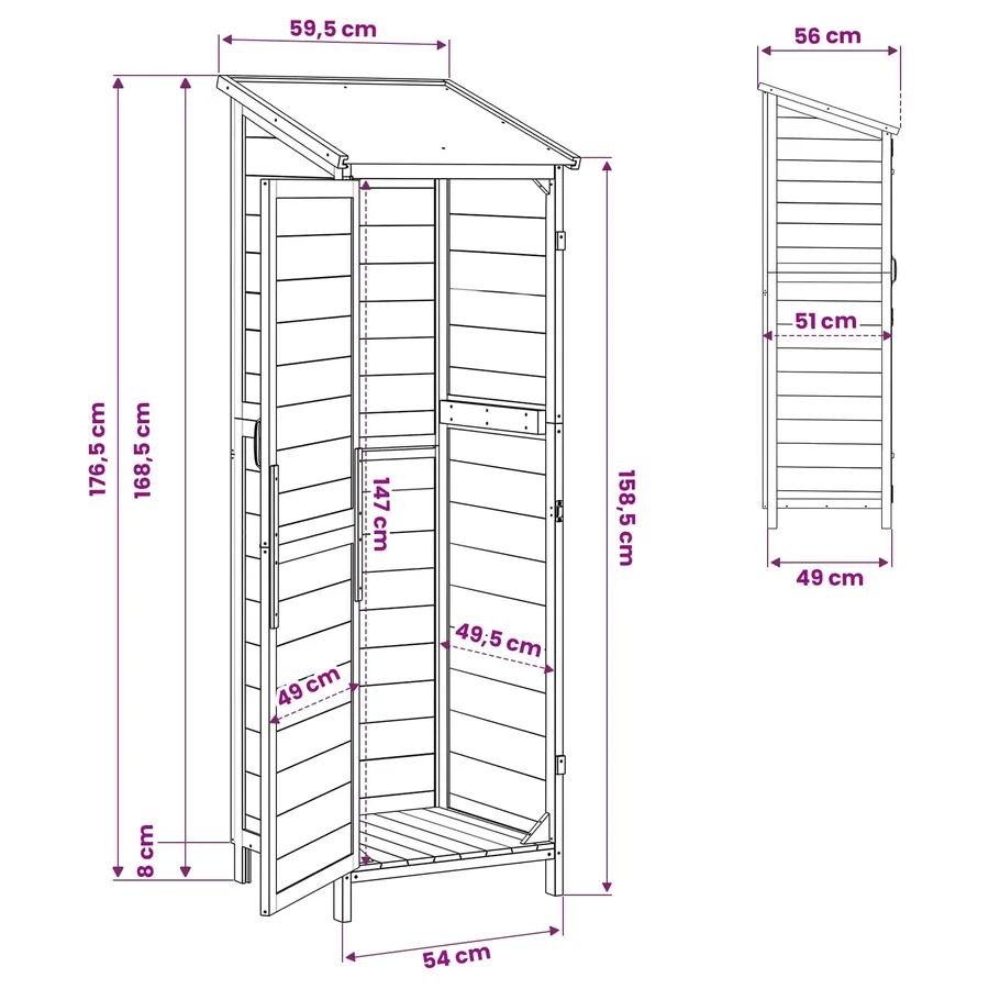 Abri de jardin avec toit Naturel 59,5 x 56 x 176,5 cm - 8