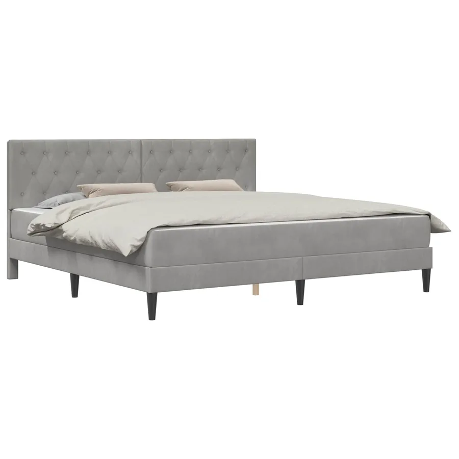 Cadre de lit avec matelas Gris clair 200 x 200 cm Velours - 2