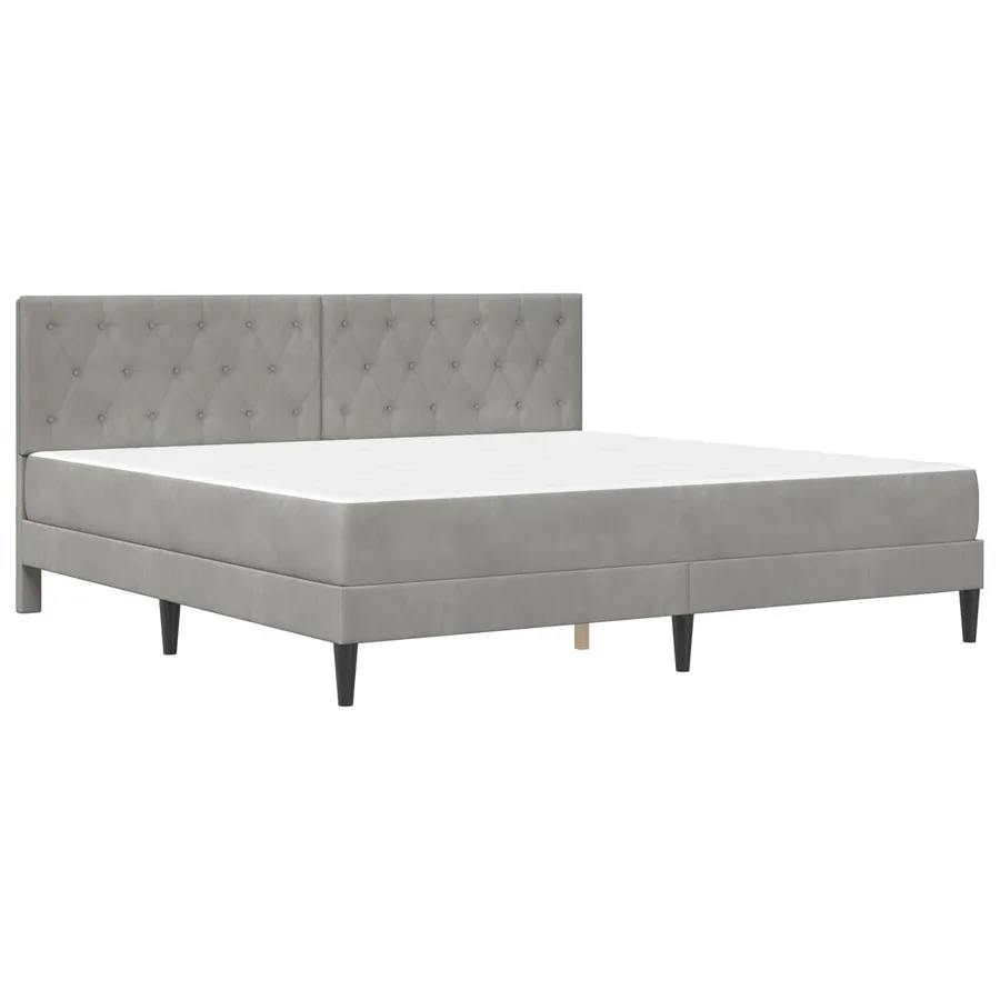 Cadre de lit avec matelas Gris clair 200 x 200 cm Velours - 3