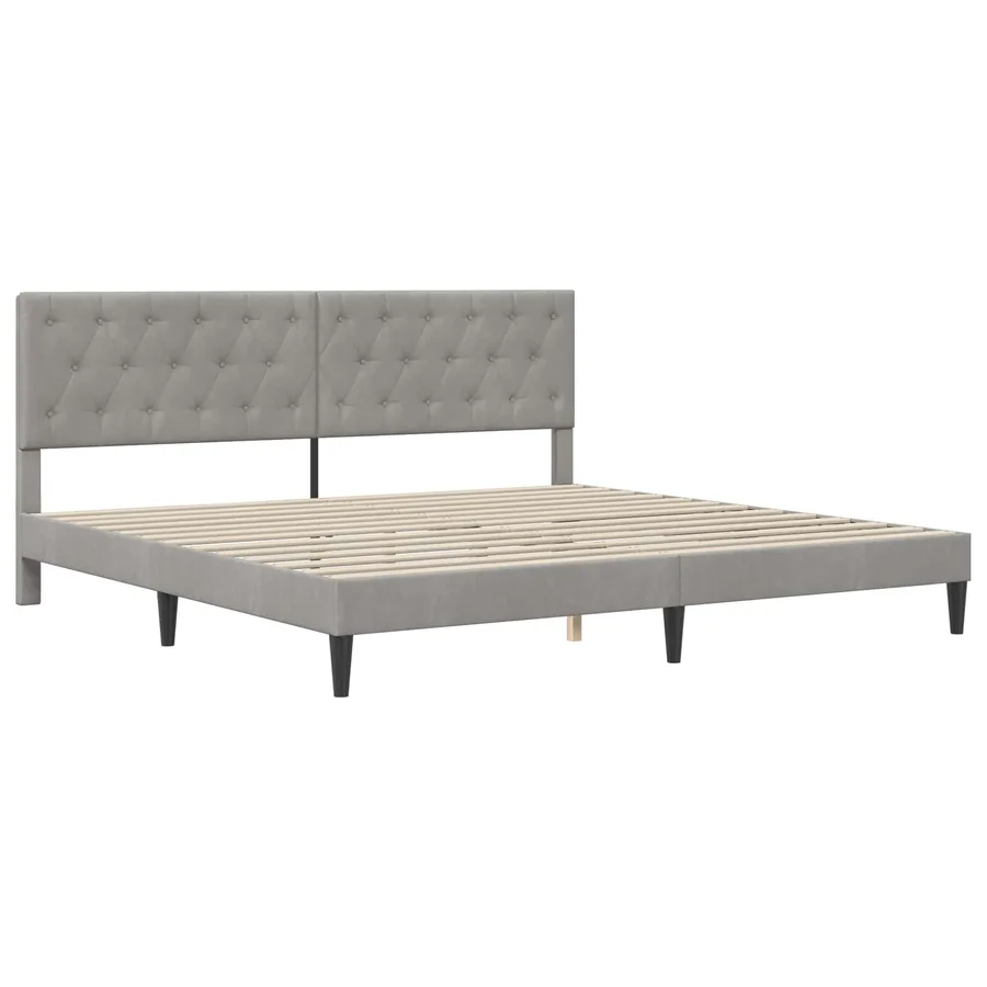 Cadre de lit avec matelas Gris clair 200 x 200 cm Velours - 4