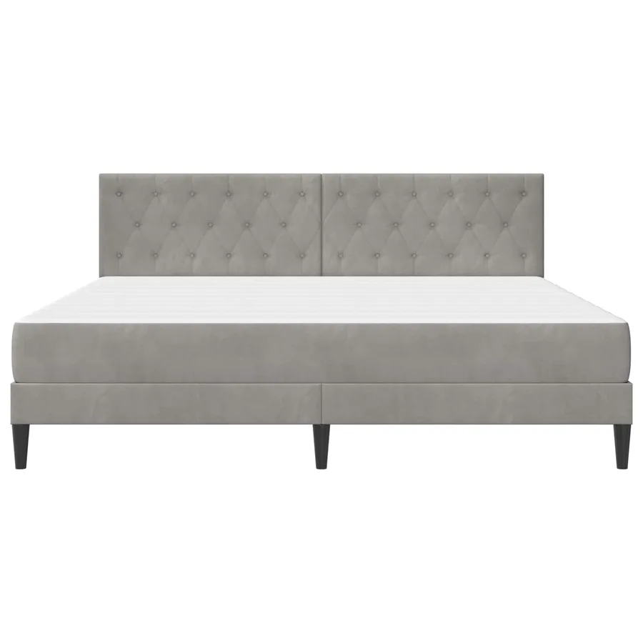Cadre de lit avec matelas Gris clair 200 x 200 cm Velours - 6