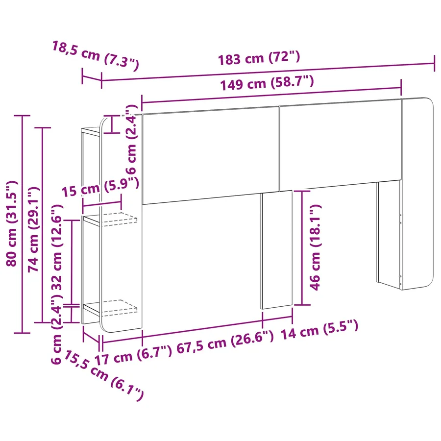 Cabinet de Tête de Lit Gris béton Bois d'ingénierie - 10