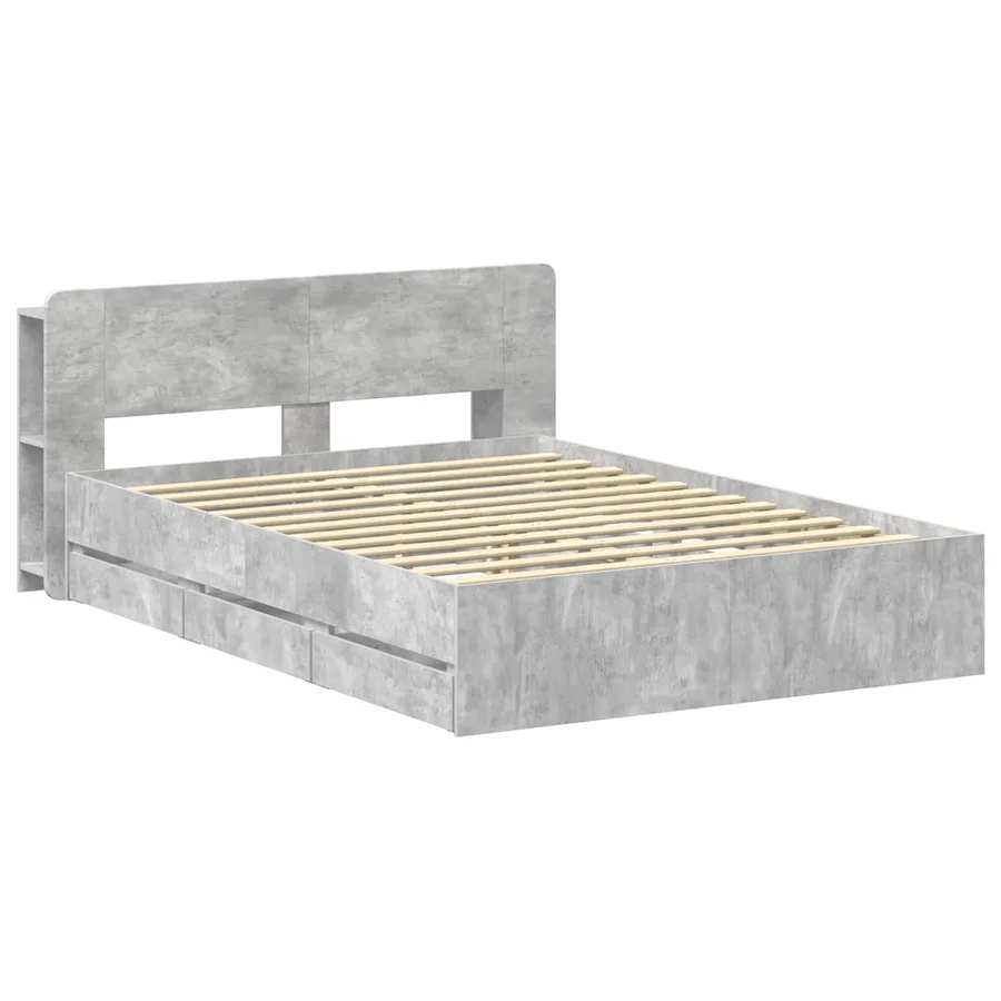 Cadre de lit avec rangement Gris béton 150 x 200 cm - 3