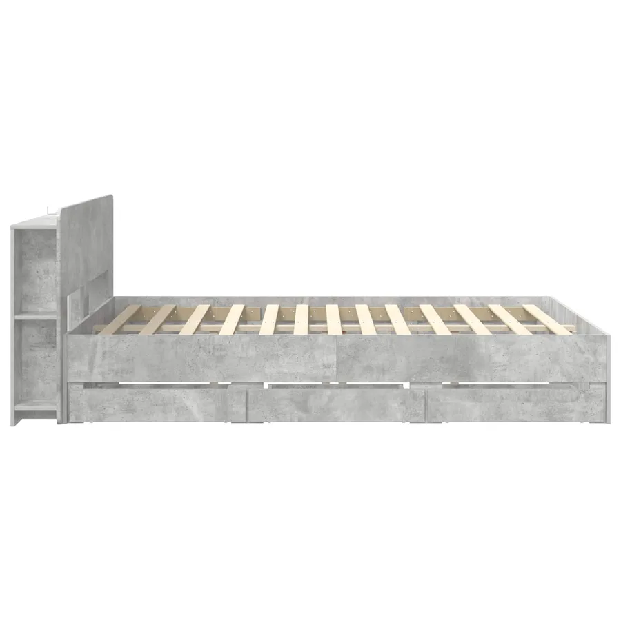 Cadre de lit avec rangement Gris béton 150 x 200 cm - 5
