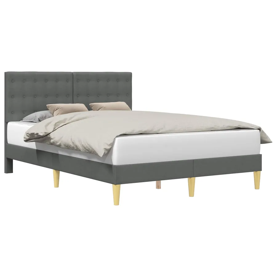 Cadre de lit avec tête de lit Gris foncé 140 x 200 cm Tissu - 2