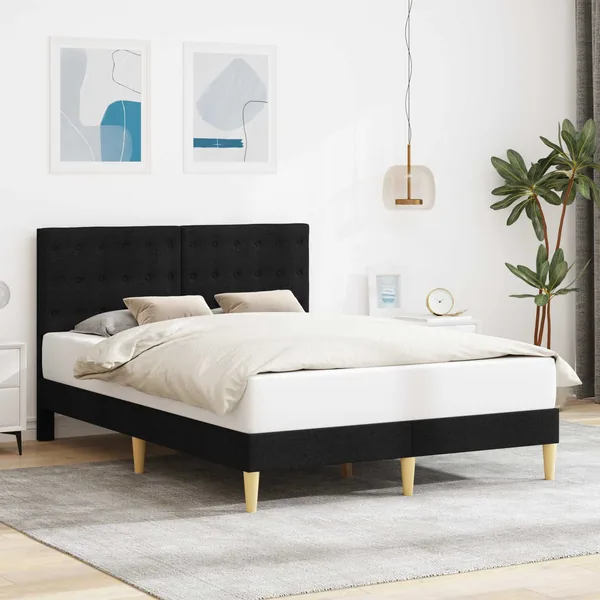 Cadre de lit avec tête de lit Noir 140 x 190 cm Tissu