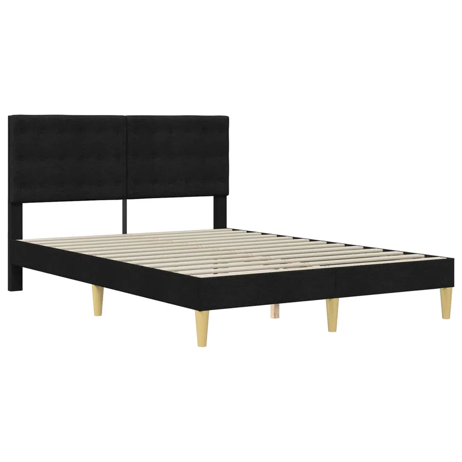 Cadre de lit avec tête de lit Noir 140 x 190 cm Tissu - 3