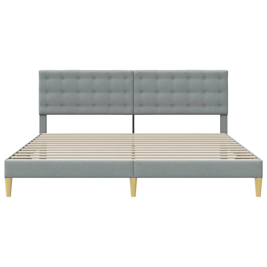 Cadre de lit avec tête de lit Gris clair 200 x 200 cm Tissu - 4
