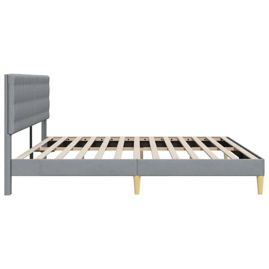 Cadre de lit avec tête de lit Gris clair 200 x 200 cm Tissu - 5