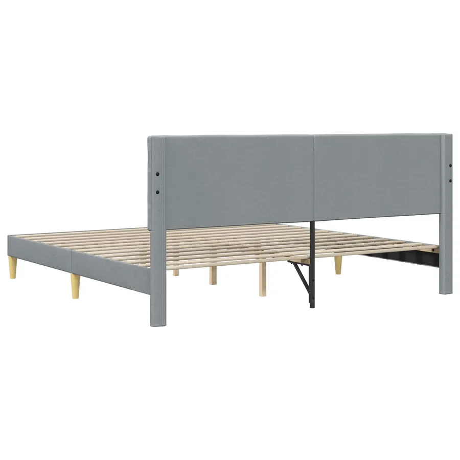 Cadre de lit avec tête de lit Gris clair 200 x 200 cm Tissu - 6
