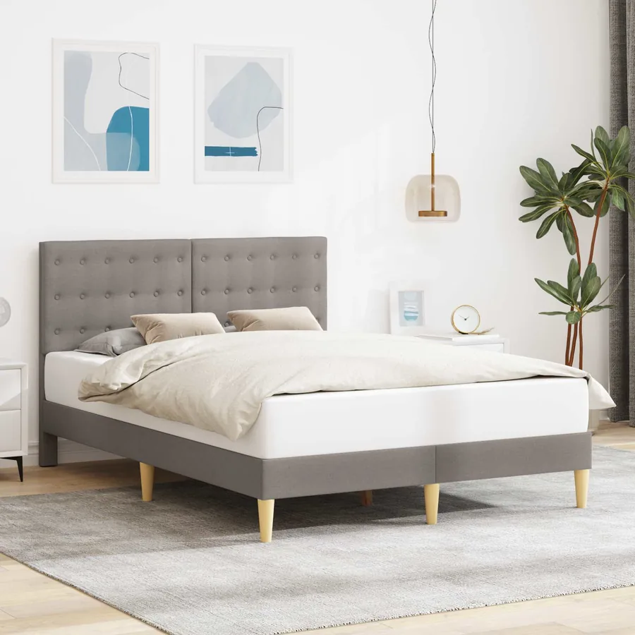 Cadre de lit avec tête de lit Taupe 140 x 200 cm Tissu