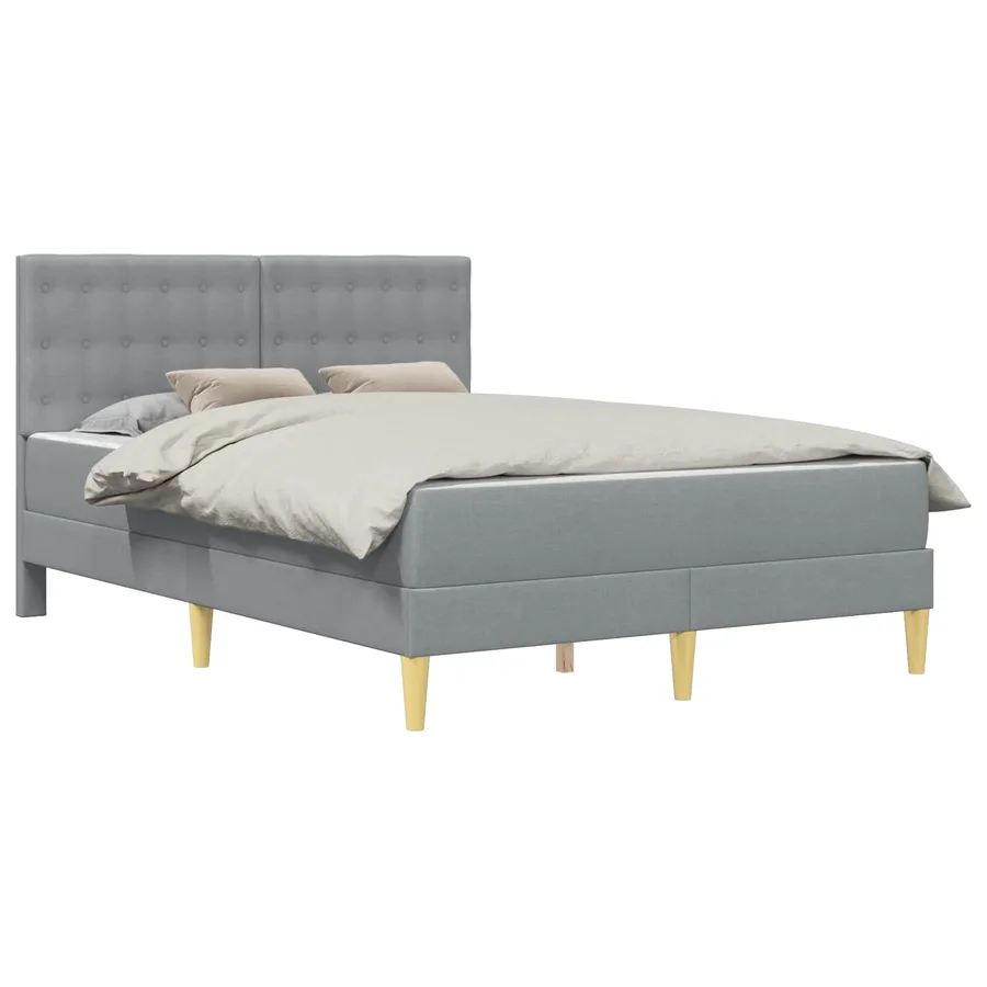 Cadre de lit avec matelas Gris clair 120 x 190 cm Tissu - 2