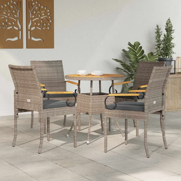 Chaises de jardin avec coussin 4 pcs Gris et Gris foncé