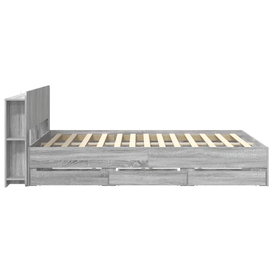 Cadre de lit avec rangement Sonoma gris 160 x 200 cm - 5