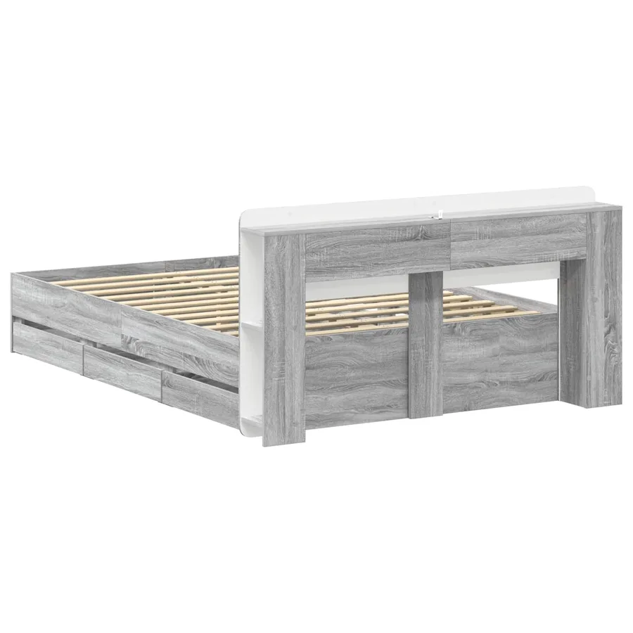 Cadre de lit avec rangement Sonoma gris 160 x 200 cm - 6