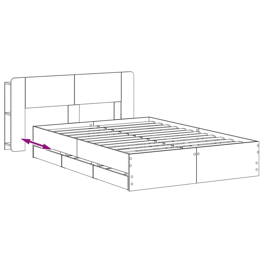 Cadre de lit avec rangement Sonoma gris 160 x 200 cm - 9