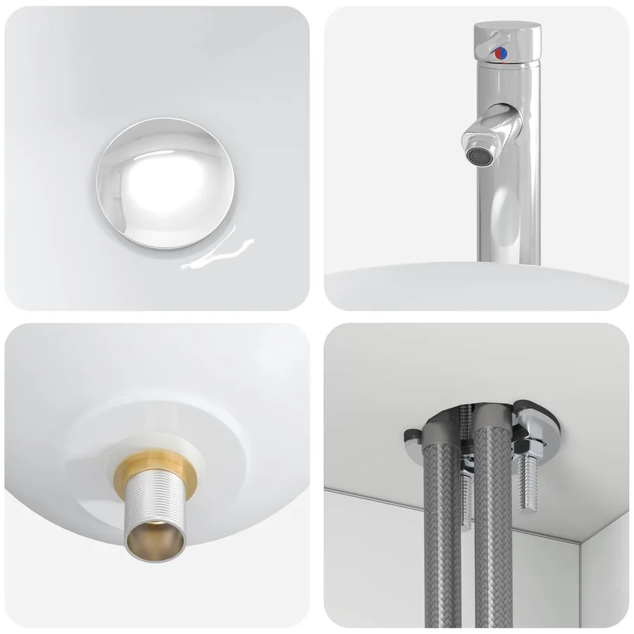 Vanité de lavabo mural Blanc brillant 49,5 x 41 x 64,5 cm - 7