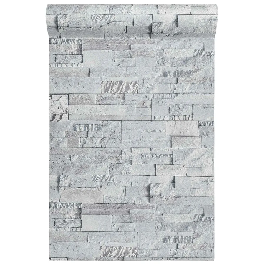 Papier peint en pierre 3D Gris clair 10 x 0,53 m - 3