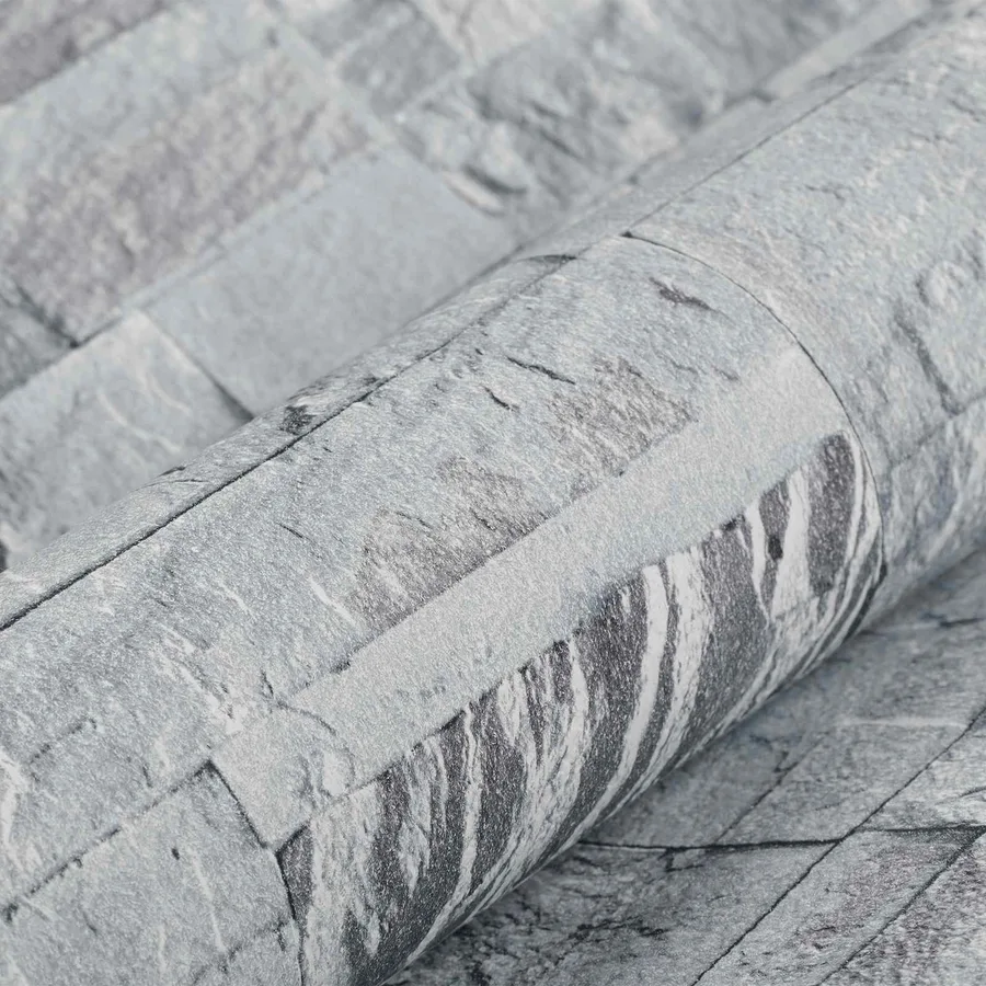 Papier peint en pierre 3D Gris clair 10 x 0,53 m - 5