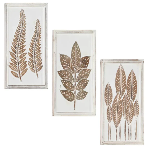 Décor artistique 3 pcs Marron et blanc 40 x 40 x 1,5 cm