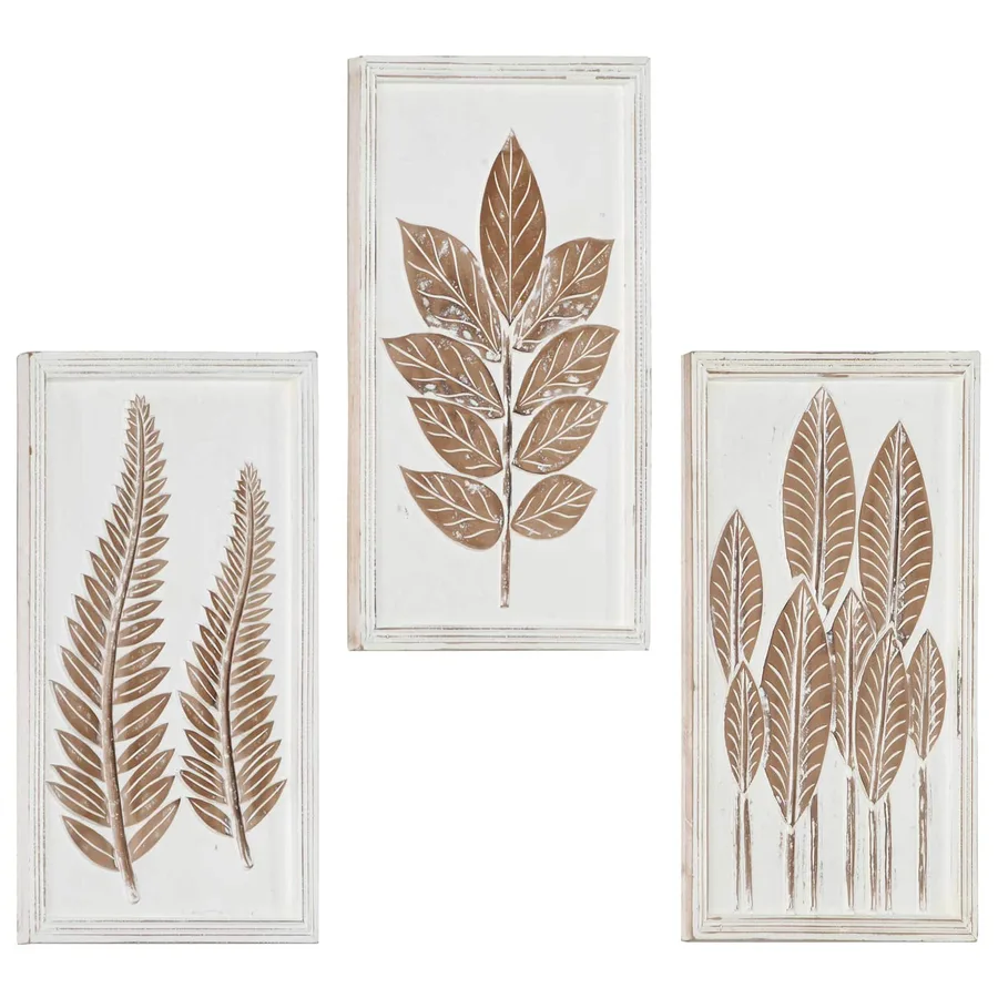 Décor artistique 3 pcs Marron et blanc 40 x 40 x 1,5 cm - 2