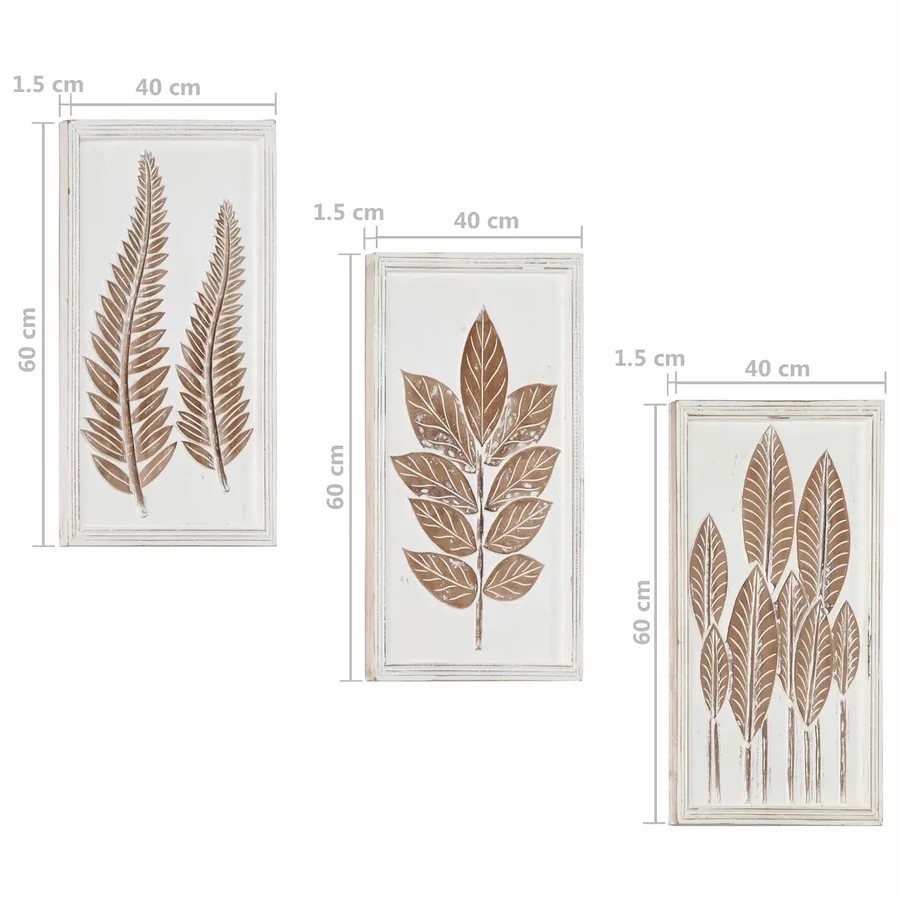 Décor artistique 3 pcs Marron et blanc 40 x 40 x 1,5 cm - 7