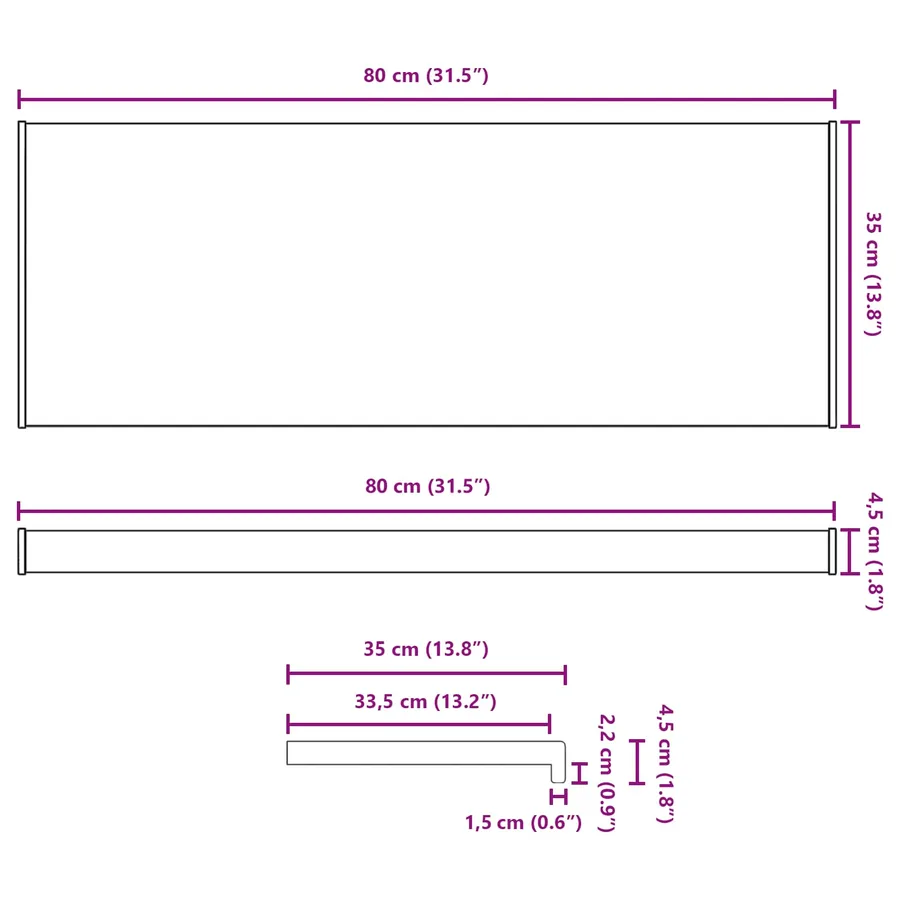 Appui de fenêtre Blanc 80 x 35 x 4,5 cm PVC - 13