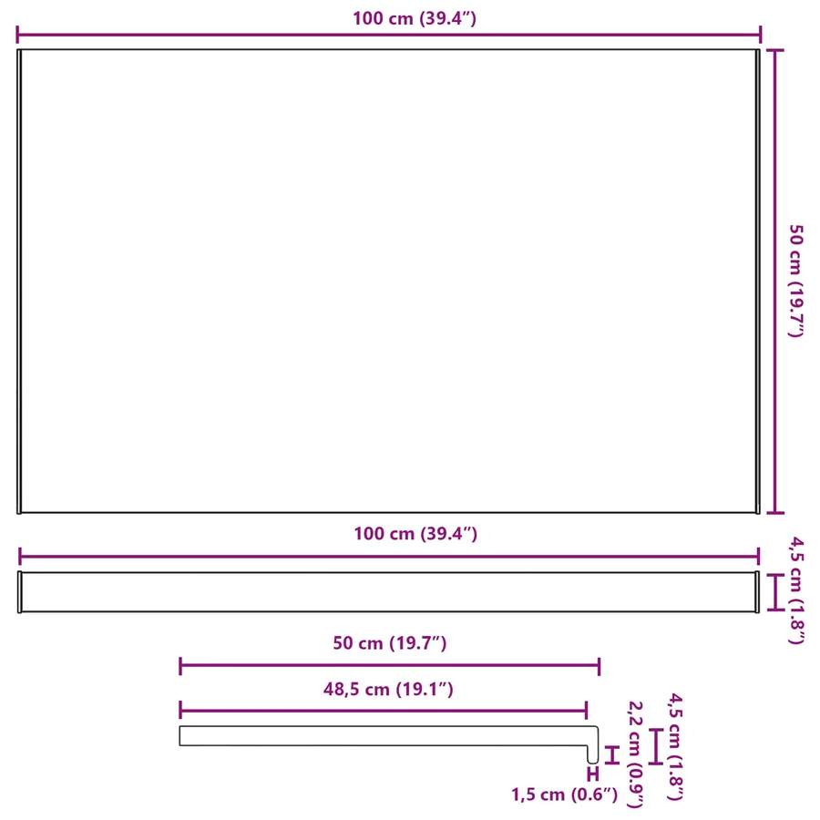 Appui de fenêtre Blanc 100 x 50 x 4,5 cm PVC - 13