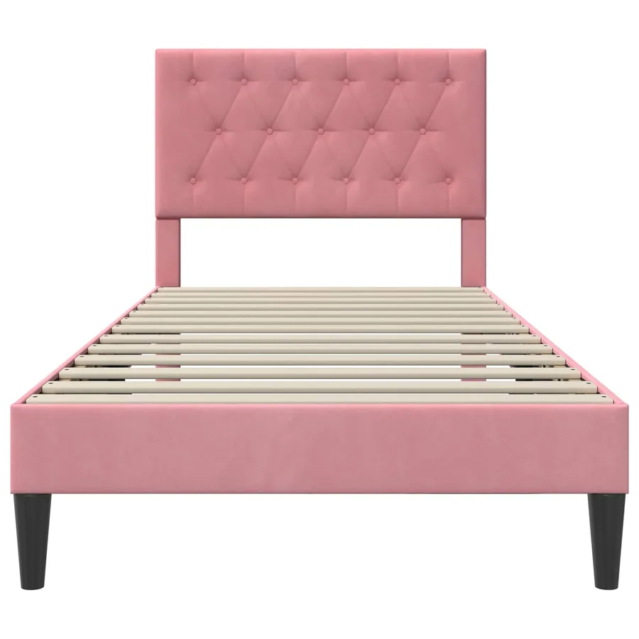 Cadre de lit avec tête de lit Rose 80 x 200 cm Velours - 4