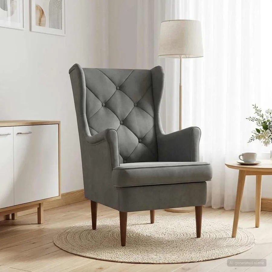 Fauteuil Gris foncé Velours - 3