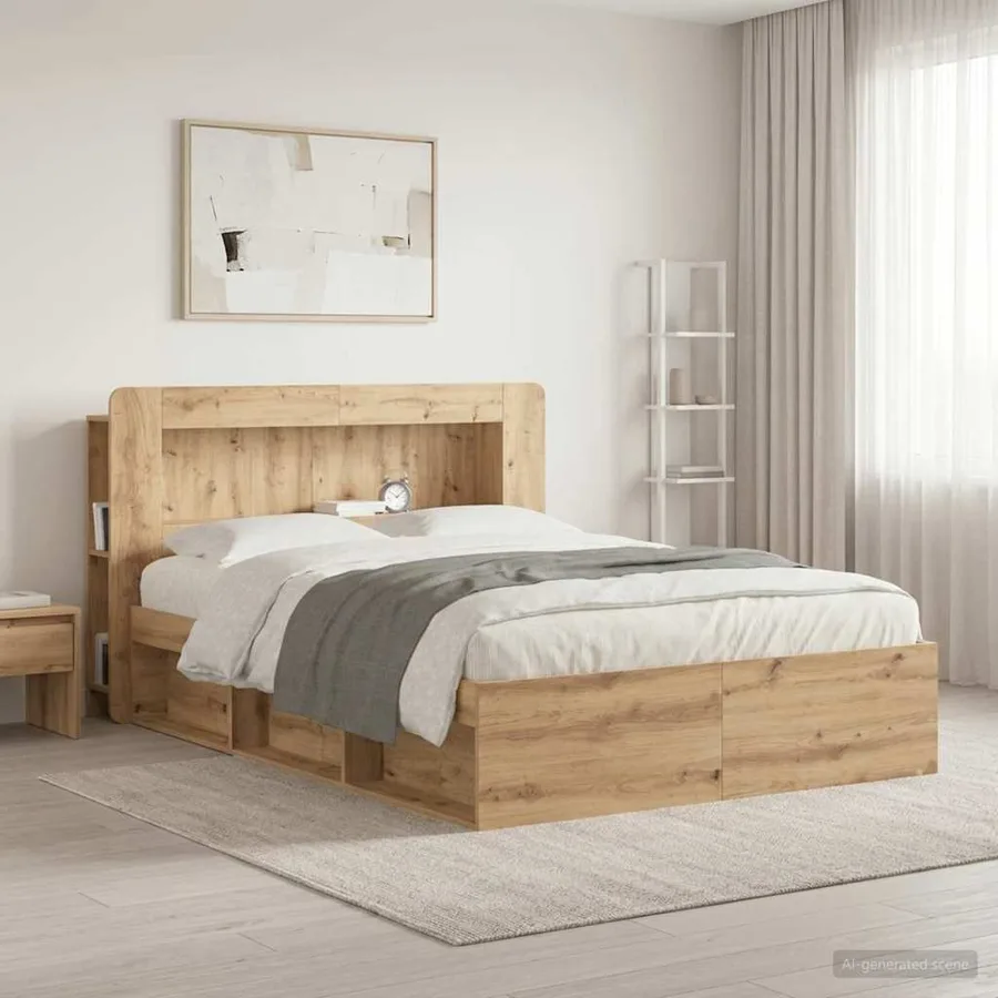 Cabinet de Tête de Lit Chêne artisanal 140 cm Bois d’ingénierie - 4