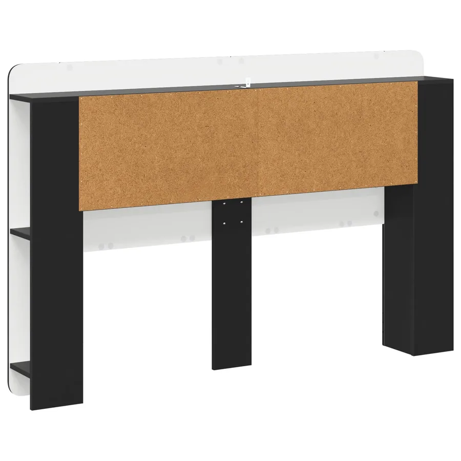 Cabinet de Tête de Lit avec stockage Noir Bois d’ingénierie - 7