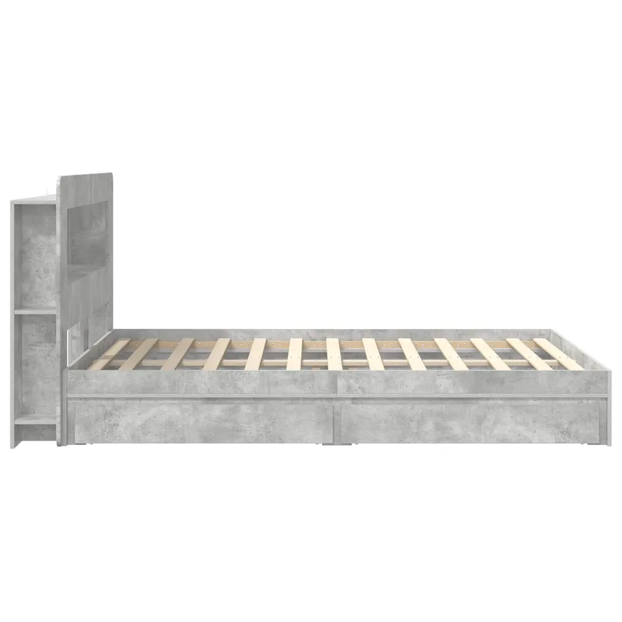 Cadre de lit avec rangement avec tiroir Gris béton 135 x 190 cm - 5